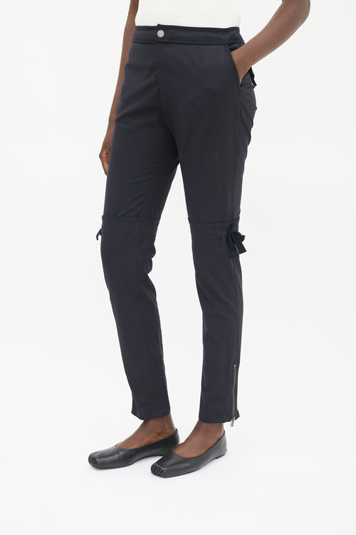 Red Valentino Black Wool Tapered Drawstring Leg Trouser