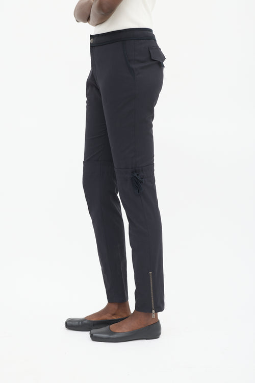 Red Valentino Black Wool Tapered Drawstring Leg Trouser