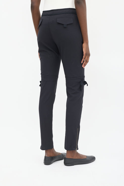 Red Valentino Black Wool Tapered Drawstring Leg Trouser