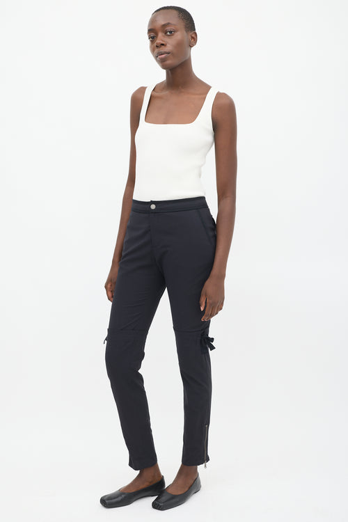 Red Valentino Black Wool Tapered Drawstring Leg Trouser