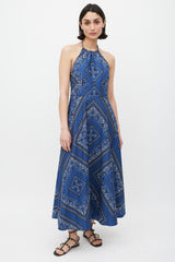 Red Valentino Blue Black & White Printed A-Line Dress