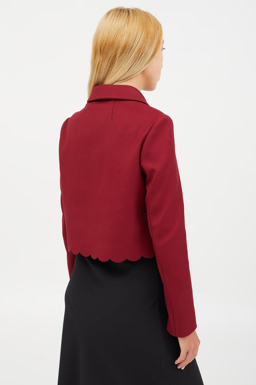 Red Valentino Burgundy Scalloped Cropped Jacket
