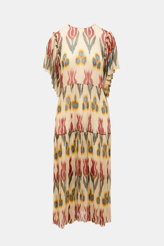 Red Valentino Crinkled Silk Printed Dress