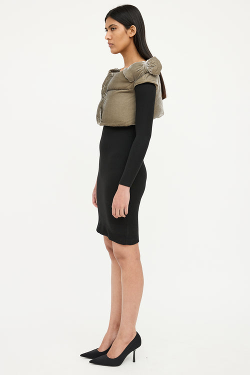 Red Valentino Green Velvet Crop Bow Vest