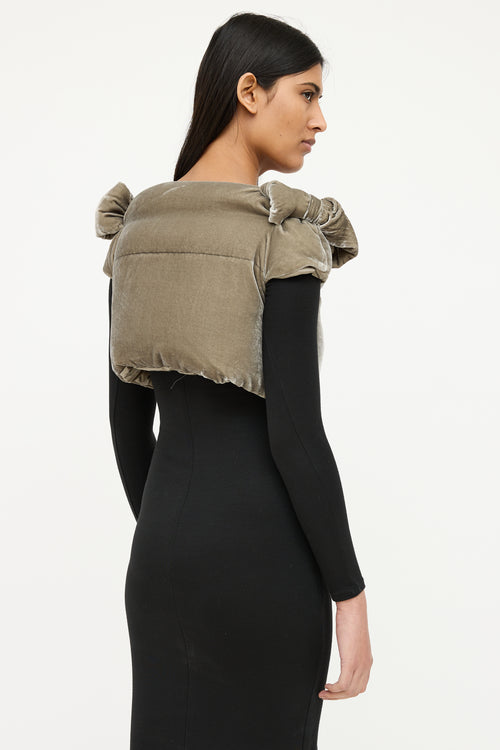 Red Valentino Green Velvet Crop Bow Vest