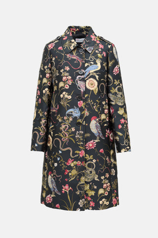 Floral Jacquard Trench Coat