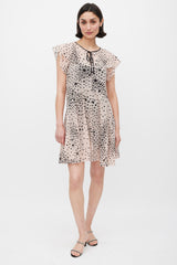 Red Valentino Pink & Black Silk Sheer Printed Dress