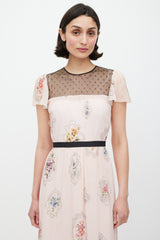 Red Valentino Pink & Multicolour Lace Panelled Floral Dress