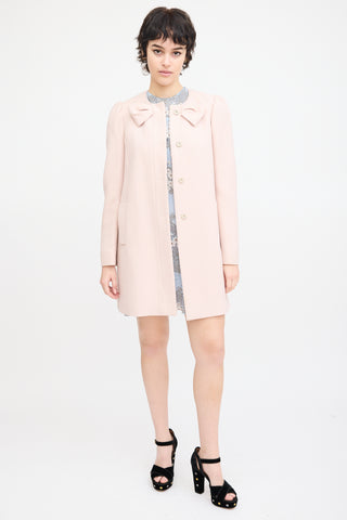 Red Valentino Pink Wool Bow Mid Length Coat