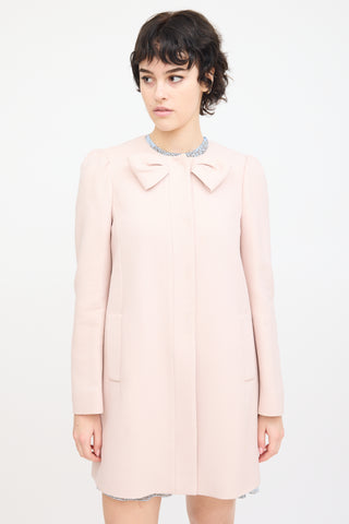 Red Valentino Pink Wool Bow Mid Length Coat