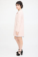 Red Valentino Pink Wool Bow Mid Length Coat