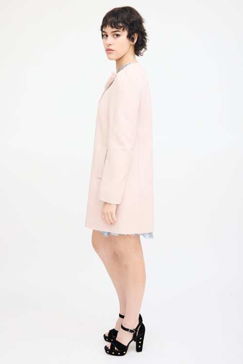 Red Valentino Pink Wool Bow Mid Length Coat