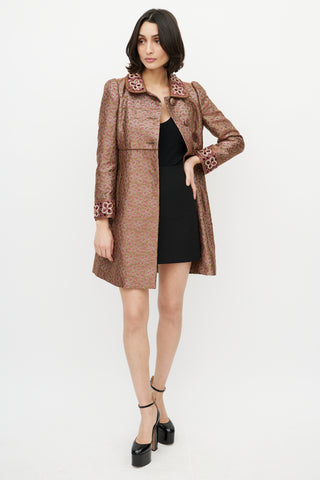 Red Valentino Purple & Gold Brocade & Sequin Coat