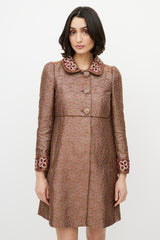 Red Valentino Purple & Gold Brocade & Sequin Coat