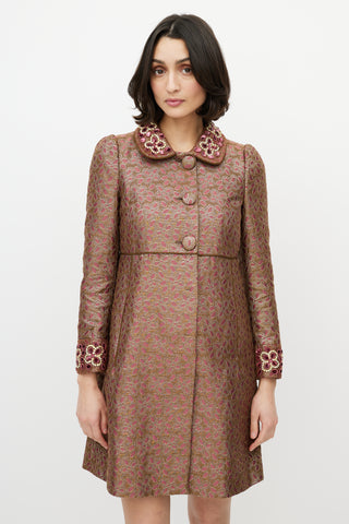 Red Valentino Purple & Gold Brocade & Sequin Coat