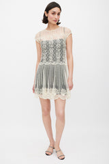Red Valentino White & Black Floral Lace Overlay Dress