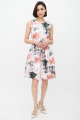 Red Valentino White & Multicolour Floral Print Dress