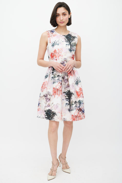 Red Valentino White & Multicolour Floral Print Dress
