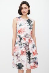 Red Valentino White & Multicolour Floral Print Dress