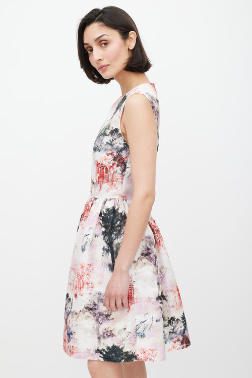 Red Valentino White & Multicolour Floral Print Dress