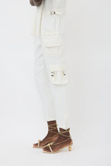 Red Valentino White Sleeveless Cargo Jumpsuit