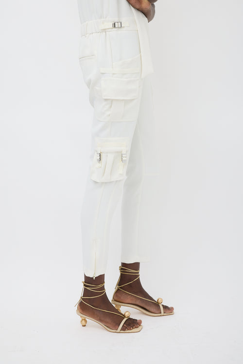 Red Valentino White Sleeveless Cargo Jumpsuit