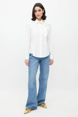 Red Valentino White Studded Bow Shirt