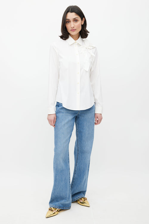 Red Valentino White Studded Bow Shirt