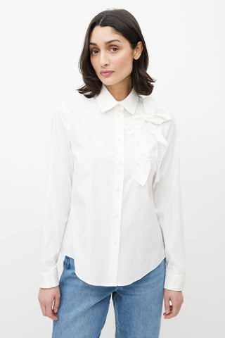 Red Valentino White Studded Bow Shirt