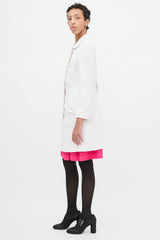 Red Valentino White Woven Cotton Mid Length Coat