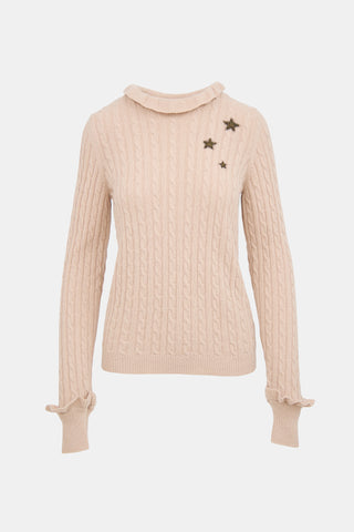 Red Valentino Wool Cable Knit Star Sweater