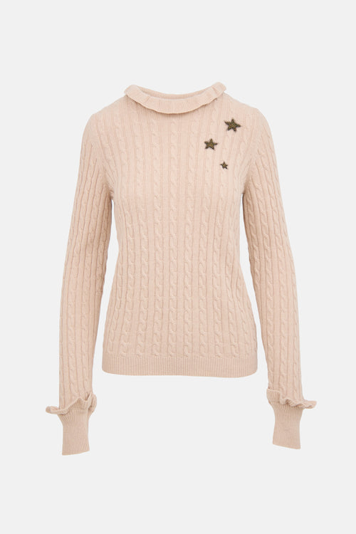 Red Valentino Wool Cable Knit Star Sweater