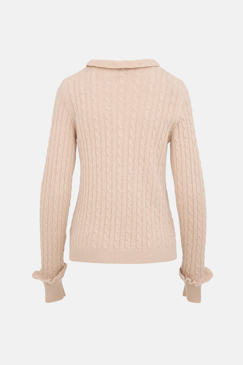 Red Valentino Wool Cable Knit Star Sweater