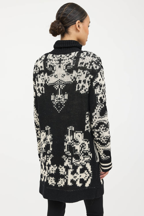Red Valentino Wool Knit Intarsia Cardigan