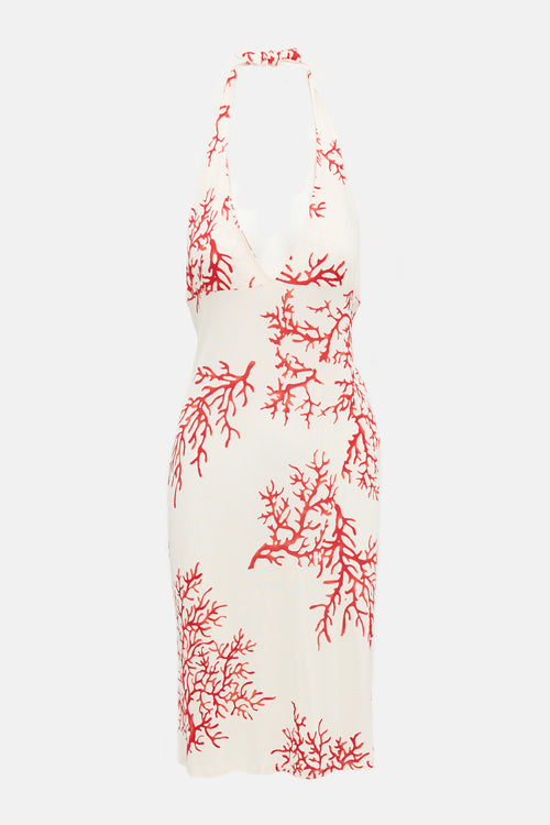 Red Valentino 2004 Coral Halter Dress