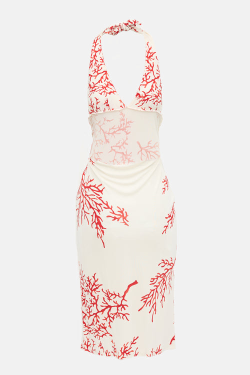 Red Valentino 2004 Coral Halter Dress