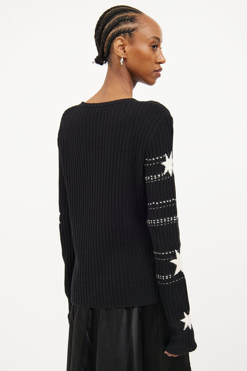 Red Valentino Black & White Star Knit Sweater