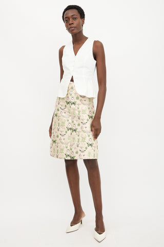Red Valentino Brocade Insect Midi Skirt