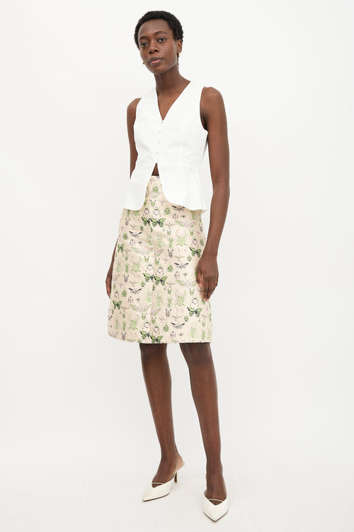 Red Valentino Brocade Insect Midi Skirt