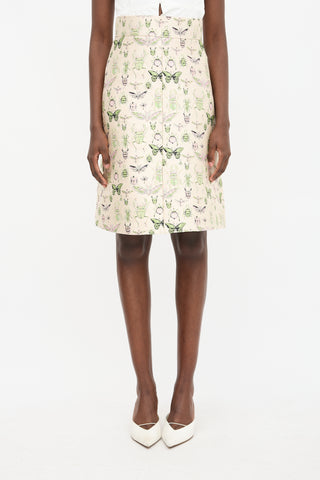 Red Valentino Brocade Insect Midi Skirt