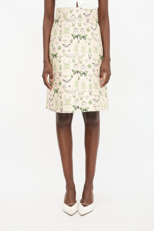Red Valentino Brocade Insect Midi Skirt