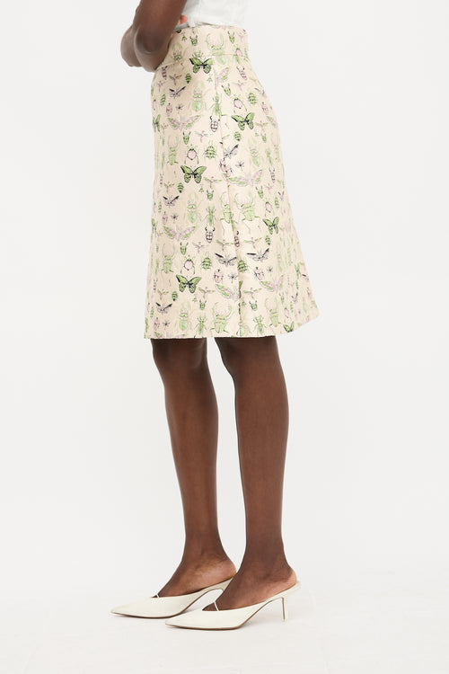 Red Valentino Brocade Insect Midi Skirt