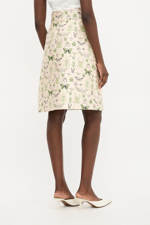 Red Valentino Brocade Insect Midi Skirt