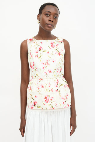 Red Valentino Floral Peplum Top