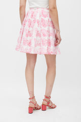 Red Valentino Pink & White Cotton Printed Pleated Skirt