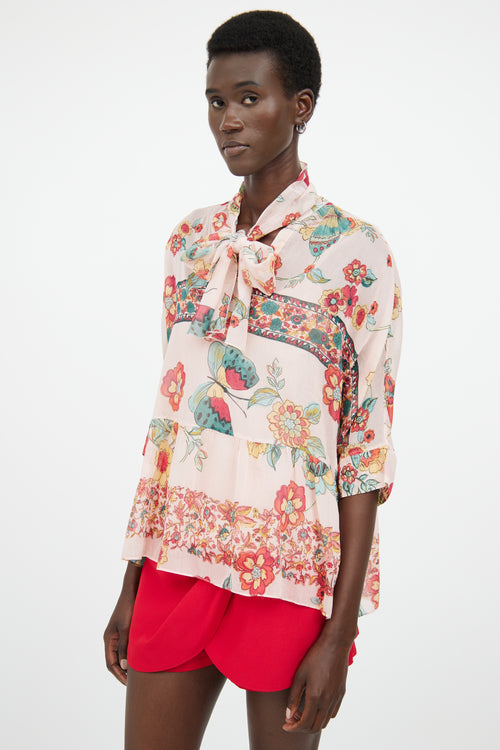 Red Valentino Pink Multi Colour Floral Top