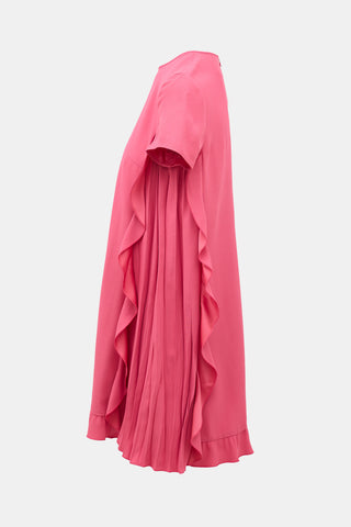 Red Valentino Ruffled Pleated Dress