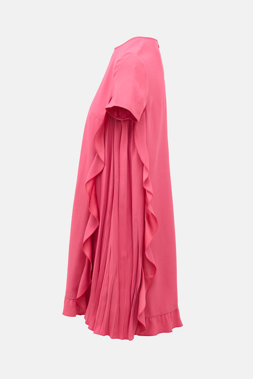 Red Valentino Ruffled Pleated Dress