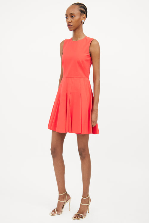 Red Valentino Red Pleated Aline Sleeveless Dress