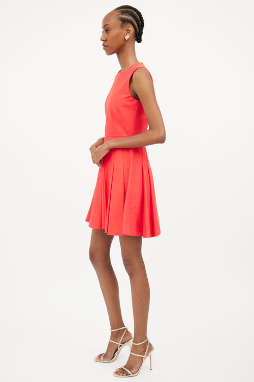 Red Valentino Red Pleated Aline Sleeveless Dress